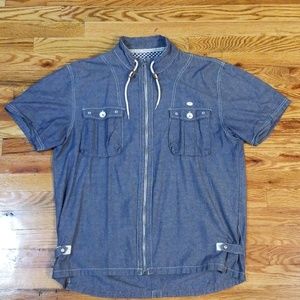 Denim zip up shirt